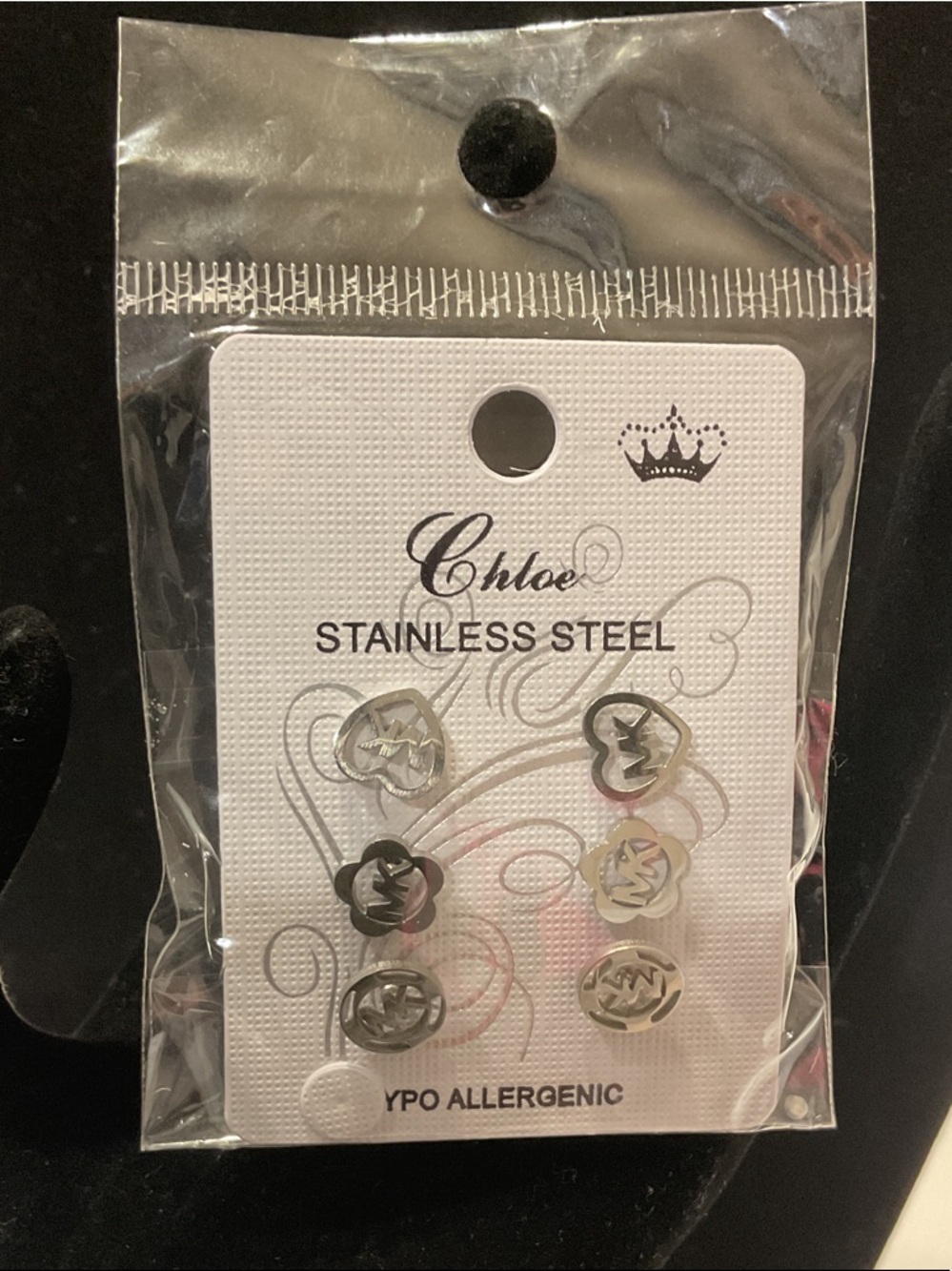 Chloe Silver-Tone Stainless Steel Stud Earring Set - Heart & Floral Motifs